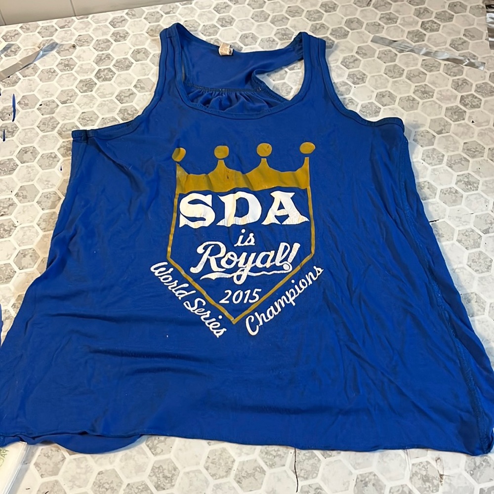 Bella Canvas Medium Kansas City Royals 2015 World Series Champions Blue Tank Top